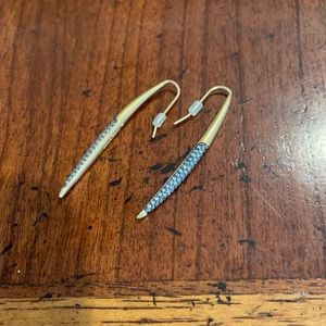 Stella & Dot Pave & Gold drop fish hook style pierced earrings